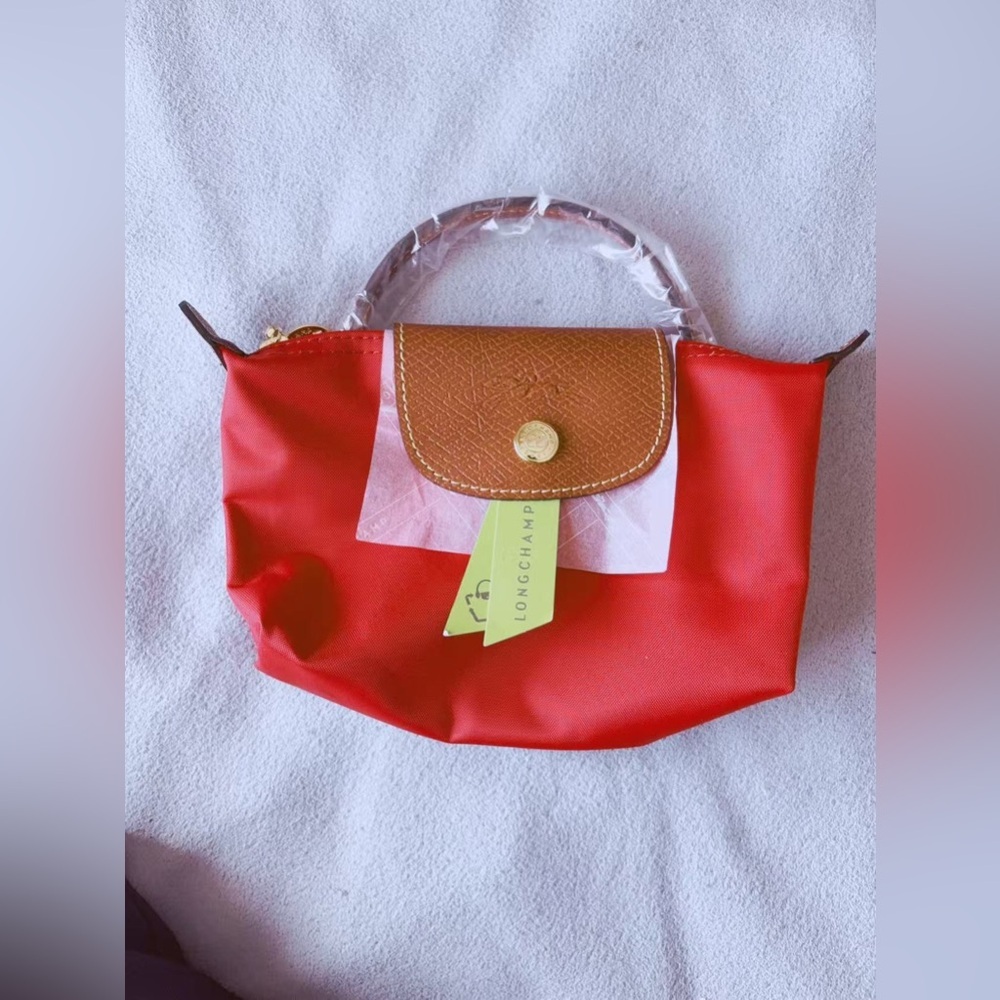 Longchamp Le pliage original pouch with handle red color - Picture 8 of 9